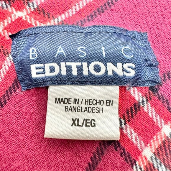 Basic Editions Set of 2 Flannel Shirts Men's XL Red and Blue Button Front LS - Picture 8 of 11